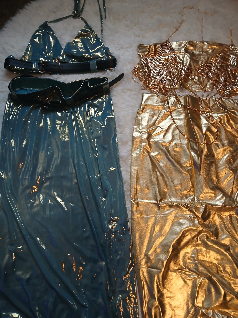 Metallic Blue Halter Maxi Dress with Belt